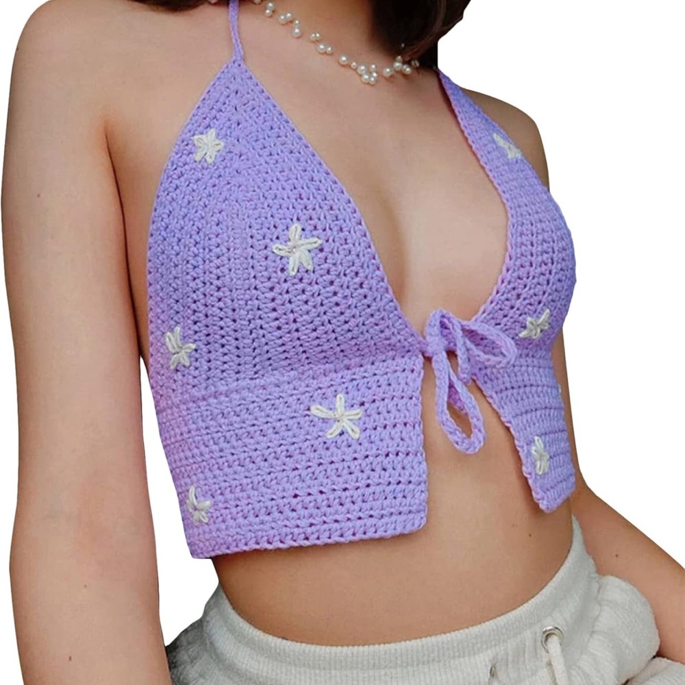 NWT Love+Harmony crochet cropped halter top